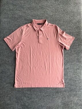 Travis Mathew Microstripe Peach Pink Golf Polo Mens XLARGE